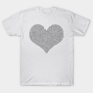 Turing Pattern Sunburst Love Heart (Grey) T-Shirt